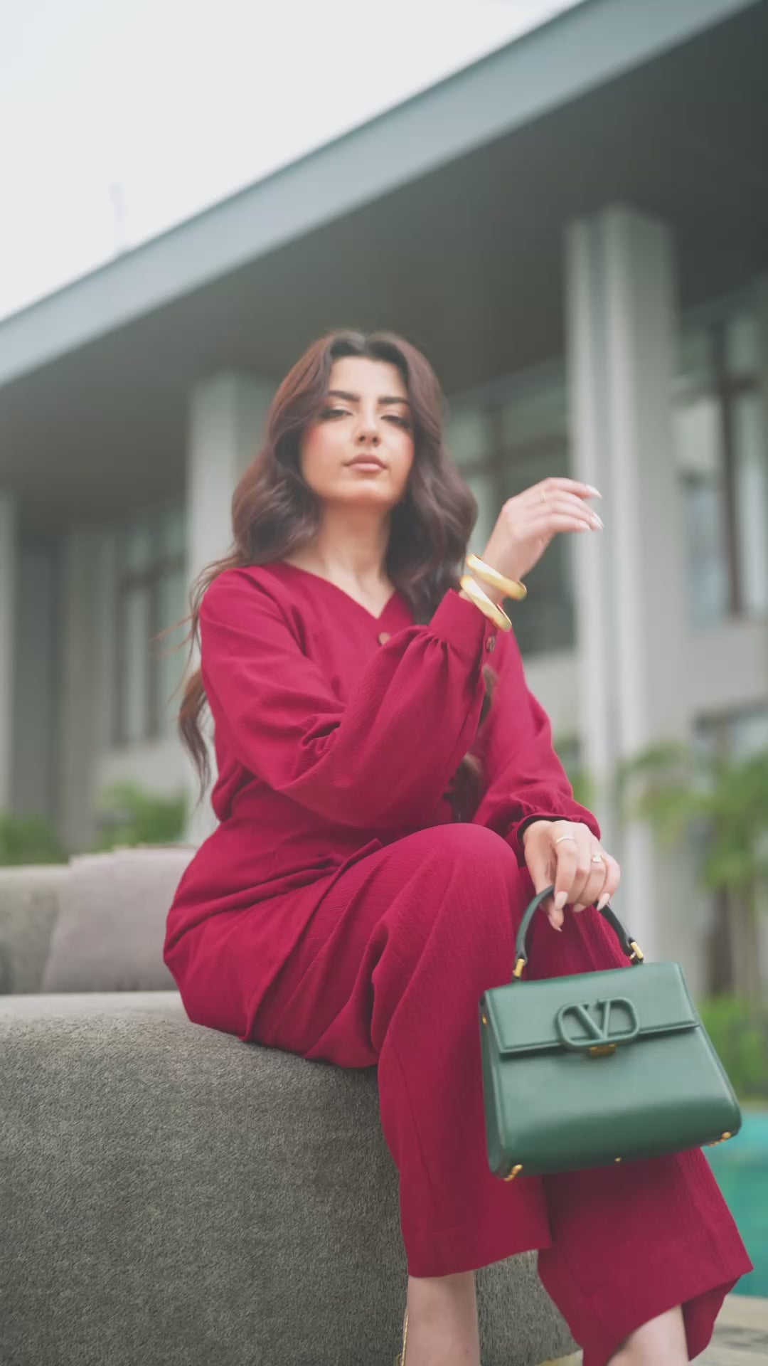 A short film of the Ruby maroon co-ord in movement.